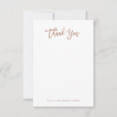 Moderne Imitate Rose Gold Script Dankeskarte (Vorderseite)