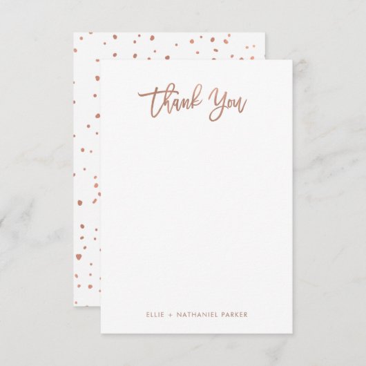 Moderne Imitate Rose Gold Script Dankeskarte (Vorne/Hinten)
