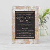 Moderne Imitate Rose Goldene Marmorhochzeit Einlad Einladung (Stehend Vorderseite)