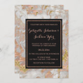 Moderne Imitate Rose Goldene Marmorhochzeit Einlad Einladung (Vorne/Hinten)