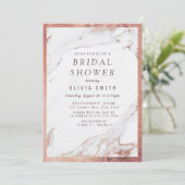 Moderne Imitate Rose Goldmarmor Brautparty Einladung (Stehend Vorderseite)