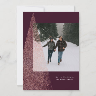 Moderne Imitate Rose Weihnachtsbaumplakat Foto Feiertagskarte