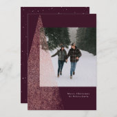 Moderne Imitate Rose Weihnachtsbaumplakat Foto Feiertagskarte (Vorne/Hinten)