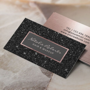 Moderne Imitate Schwarzer Glitzer Elegante Rose Go Visitenkarte