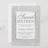 Moderne Imitate Silber Glitzer eleganter Sweet 16 Einladung (Vorderseite)