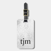Moderne Imitate Silber Schwarz Dicke Monogramm Gepäckanhänger (Vorderseite vertikal)