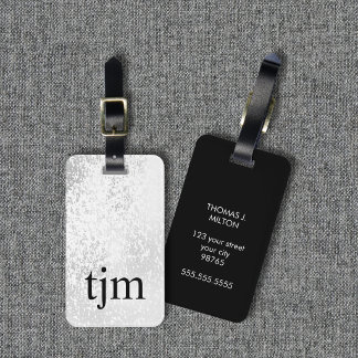 Moderne Imitate Silber Schwarz Dicke Monogramm Gepäckanhänger