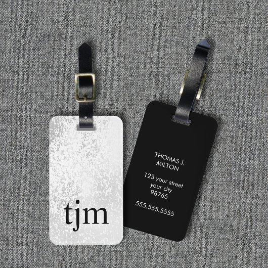 Moderne Imitate Silber Schwarz Dicke Monogramm Gepäckanhänger