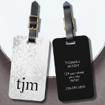 Moderne Imitate Silber Schwarz Dicke Monogramm Gepäckanhänger<br><div class="desc">Elegantes,  individualisierbares Gepäckanhänger-Design mit IMITATEN,  silber und schwarz Hintergrund,  weißes,  feines Monogramm.</div>