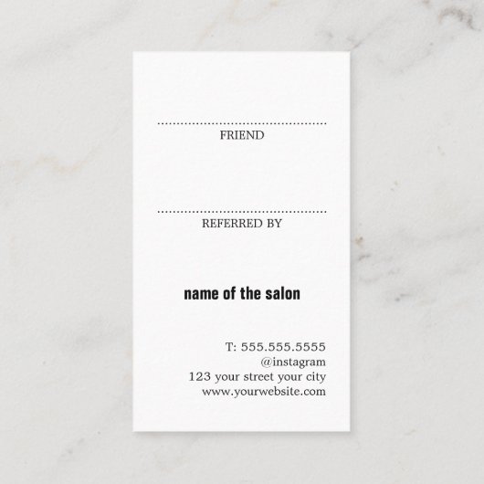 Moderne Imitate Silberes Schwarz-weiß Herzklopfsal Empfehlungskarte (Rückseite)