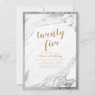 Moderne Imitate Silbermarmor 21. Party Einladung