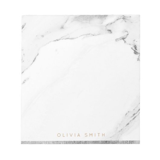 Moderne Imitate Silbermarmor personalisiert Statio Notizblock (Vorderseite)