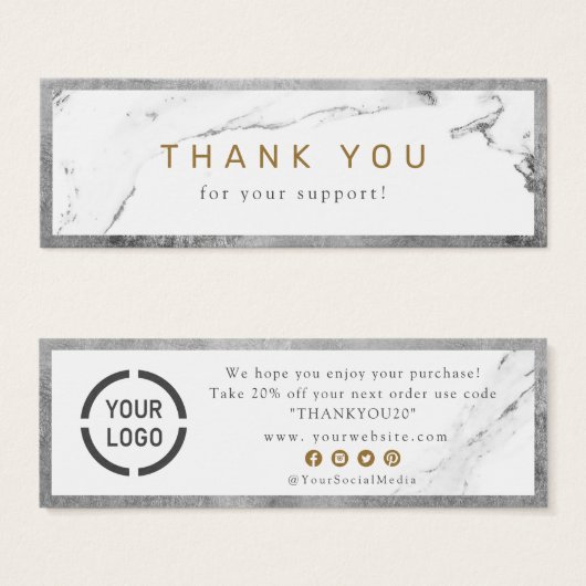 Moderne Imitate silberne Marmor Luxus-Business Vie (Vorne & Hinten)