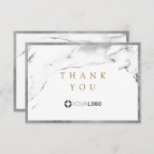 Moderne Imitate silberne Marmor Luxus-Business Vie Dankeskarte (Vorne/Hinten)