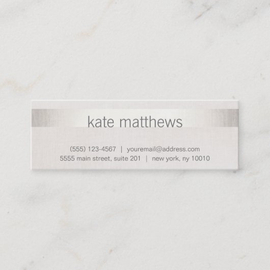 Moderne Imitate Silberstreifen auf Linen Mini Visitenkarte (Vorderseite)