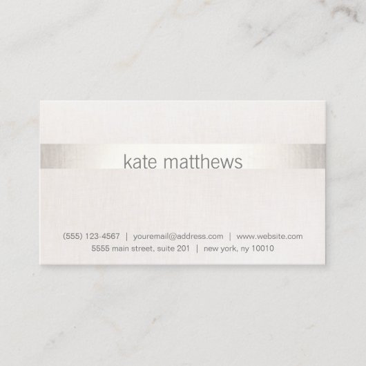 Moderne Imitate Silberstreifen auf Linen Visitenkarte (Vorderseite)