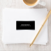 Moderne Imitate Silver Eleganter Black Template Gl Adressaufkleber (Insitu)