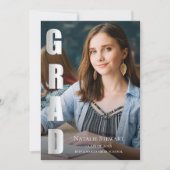 Moderne Imitate Silver Foil GRAD Foto Abschluss Einladung (Vorderseite)