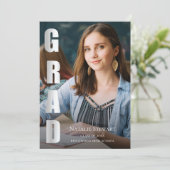 Moderne Imitate Silver Foil GRAD Foto Abschluss Einladung (Stehend Vorderseite)