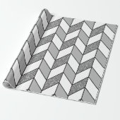 Moderne Imitate Silver Glitzer Herringbone Zickzac Geschenkpapier (Ungerollt)