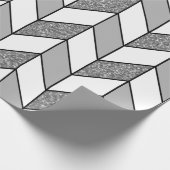 Moderne Imitate Silver Glitzer Herringbone Zickzac Geschenkpapier (Ecke)