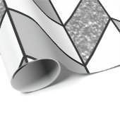 Moderne Imitate Silver Glitzer Herringbone Zickzac Geschenkpapier (Rolleneckpunkt)