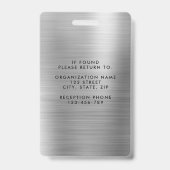 Moderne Imitate Silver Metallic Corporate Foto ID Ausweis (Back)