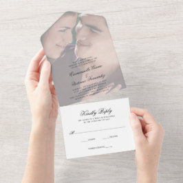 Moderne Imitate Vellum Elegantes Foto Hochzeit All In One Einladung