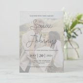 Moderne Imitate Vellum Foto Hochzeit Einladung (Stehend Vorderseite)