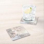 Moderne Imitate Vellum Foto Hochzeit speichern das Rechteckiger Pappuntersetzer (Vor Ort)