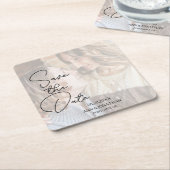 Moderne Imitate Vellum Foto Hochzeit speichern das Rechteckiger Pappuntersetzer (angewinkelt)