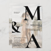 Moderne Imitate Vellum Monogram Foto Wedding Einladung (Vorne/Hinten)