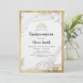Moderne Imitate vergoldeter Goldmarmor Quinceanera Einladung (Stehend Vorderseite)