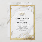 Moderne Imitate vergoldeter Goldmarmor Quinceanera Einladung (Vorne/Hinten)