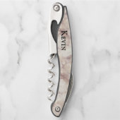 Moderne Imitate Weiß und Rose Marmoriert Personali Kellnermesser (Vorderseite)