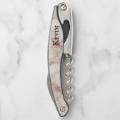 Moderne Imitate Weiß und Rose Marmoriert Personali Kellnermesser (Rückseite)