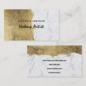 Moderne Imitatgoldfolie Brushstrokes Marmormake-up Visitenkarte (Vorne/Hinten)
