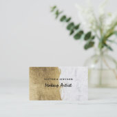 Moderne Imitatgoldfolie Brushstrokes Marmormake-up Visitenkarte (Stehend Vorderseite)