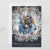 Moderne Imitats Gold & Blue Frohe Weihnachten (Vorderseite)