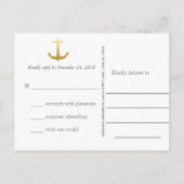 Moderne Imitats Gold Foil Anchor Nautical Wedding  Einladungspostkarte (Rückseite)