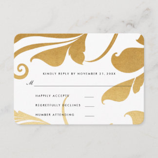 Moderne Imitats Gold Foil Geblüht Hochzeitsszenari RSVP Karte