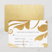 Moderne Imitats Gold Foil Geblüht Hochzeitsszenari RSVP Karte (Vorne/Hinten)