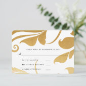 Moderne Imitats Gold Foil Geblüht Hochzeitsszenari RSVP Karte (Stehend Vorderseite)