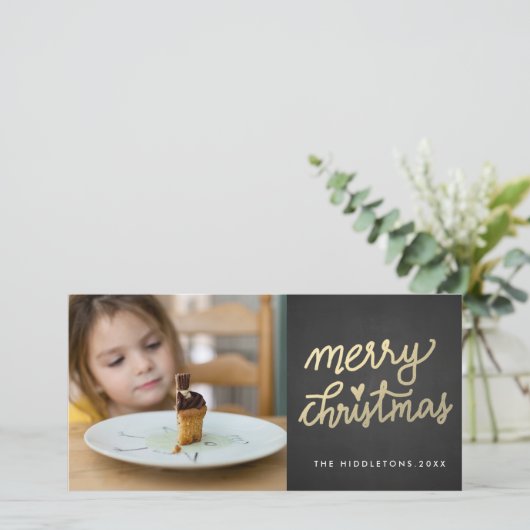 Moderne Imitats Gold Frohe Weihnachten Handschrift (Stehend Vorderseite)