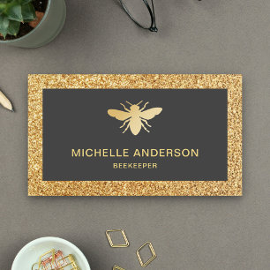 Moderne Imitats Gold Glitzer Honey Beekeeper Visitenkarte