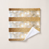Moderne Imitats Gold Glitzer und weiße Lichterstre Badhandtuch Set (Waschlappen)