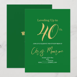 Moderne Imitats Gold & Green zum Geburtstag Einladung