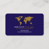 Moderne Imitats Gold World Map Blue Travel Agent Visitenkarte (Vorderseite)