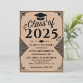 Moderne Imitats Kunsthandwerk Art Deco Graduation Einladung (Stehend Vorderseite)