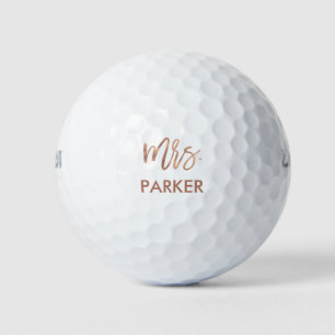 Moderne Imitats Rose Gold Brush Script   Frau Golfball